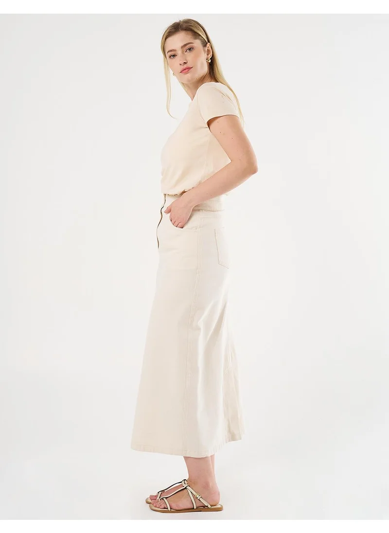 Kayra High-Waisted Canvas Skirt Cream
