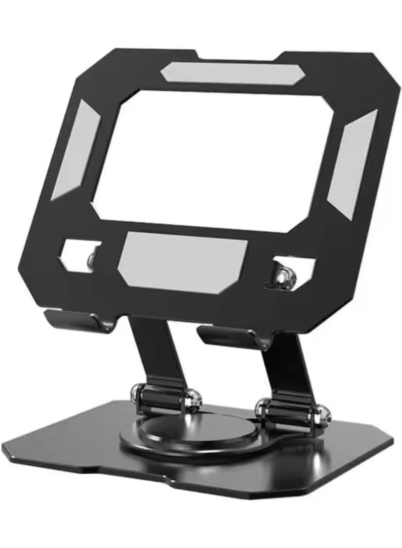 Adjustable 360° Aluminum Tablet & Phone Stand – Foldable and Rotating Desk Mount for 4.7"–12.9" Devices – Black - Image 1