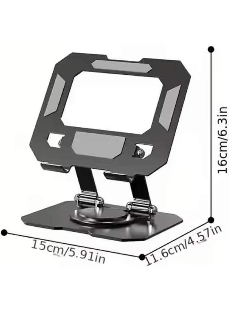 Adjustable 360° Aluminum Tablet & Phone Stand – Foldable and Rotating Desk Mount for 4.7"–12.9" Devices – Black - Image 2