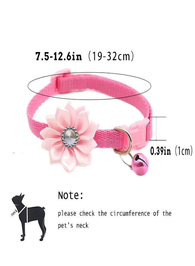 WeimoMonkey Pink Puppy Collar with Bell, Nylon Xs Dog Collar Girl Soft Cat Collars Adjustable for XXS Xs Small Pet Kitten Dogs Animal Litter Tiny - Image 3
