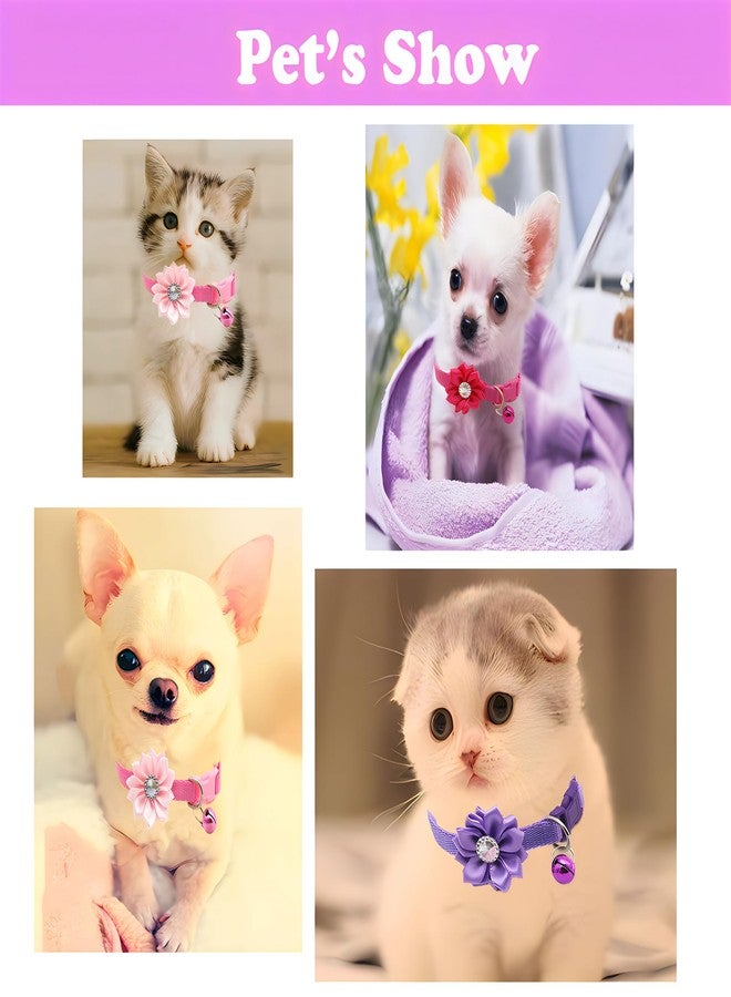 WeimoMonkey Pink Puppy Collar with Bell, Nylon Xs Dog Collar Girl Soft Cat Collars Adjustable for XXS Xs Small Pet Kitten Dogs Animal Litter Tiny - Image 2