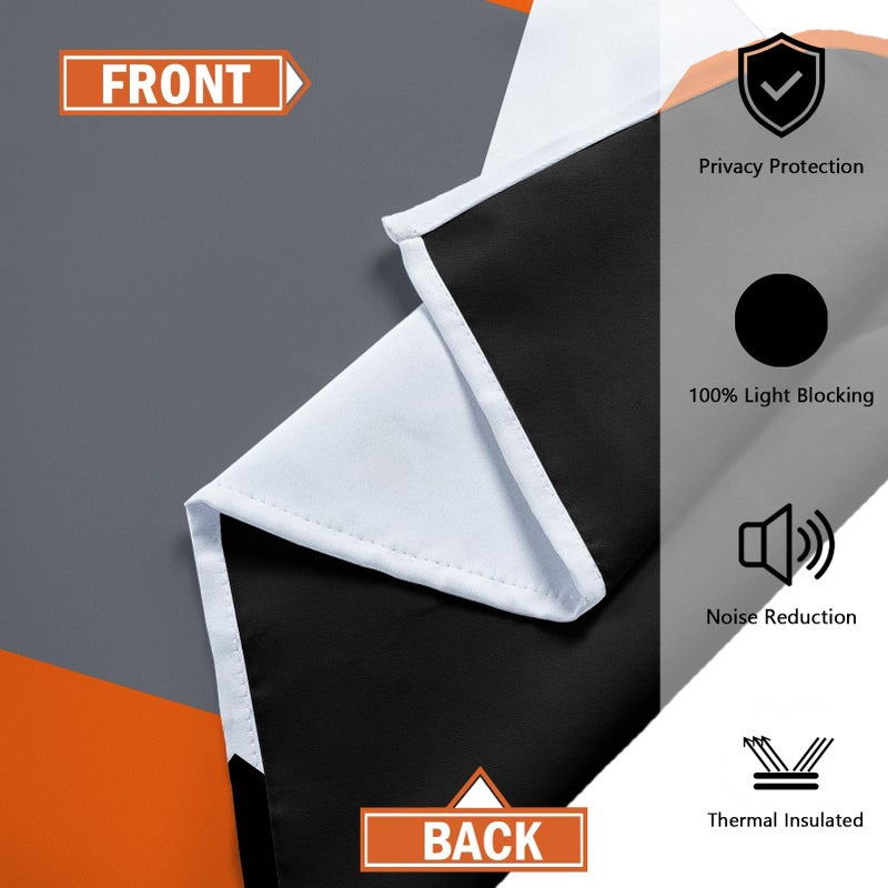 Tyrot Orange 100% Blackout Curtains for Bedroom 63 inch Length 2 Panels Set Black Grey Modern Abstract Geometric Black Out Curtains Insulated Room Darkening Window Drapes for Living Room, 52Wx63L - Image 5