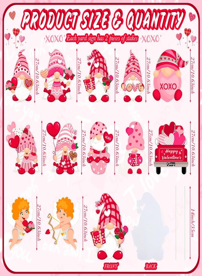 Glenmal 12 Pcs Valentine's Day Yard Signs with Stakes Valentine Gnomes Lawn Decorations Outdoor Love Gnomes Swedish Tomte Elf Corrugated Yard Signs Decor for Wedding Anniversary Party - Image 2