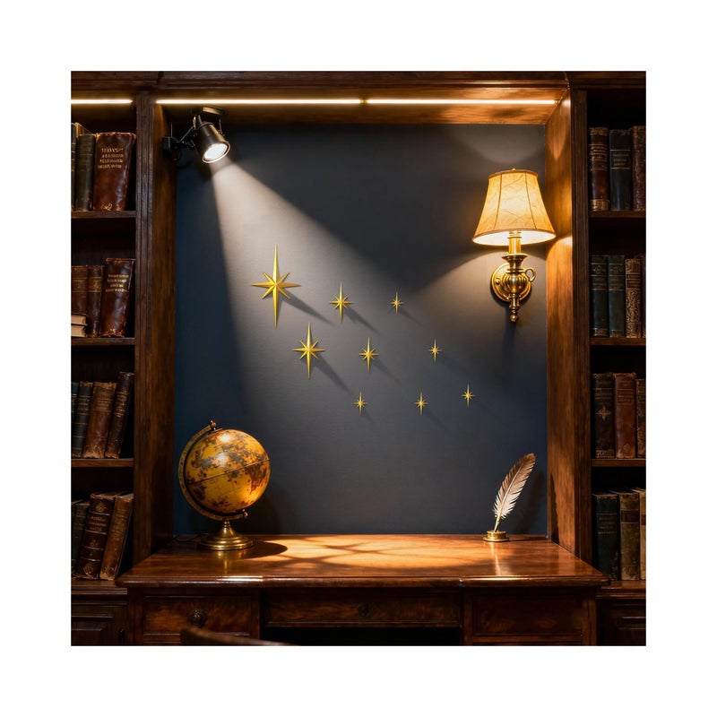 SFNN 9 Pcs Mid Century Modern Decor,3D Star Art Wall Sculpture,Vintage Starburst Wall Decor,Star Hanging Sculptures Modern Celestial Home Decor,Retro Decor for Living Room Bedroom Front Door Home (9 Pcs) - Image 1