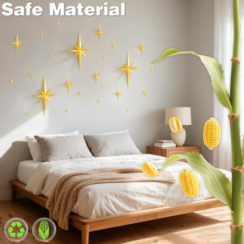 SFNN 9 Pcs Mid Century Modern Decor,3D Star Art Wall Sculpture,Vintage Starburst Wall Decor,Star Hanging Sculptures Modern Celestial Home Decor,Retro Decor for Living Room Bedroom Front Door Home (9 Pcs) - Image 3