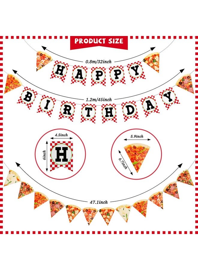 Containlol 3 Pieces Pizza Party Decorations Pizza Banner Garland Supplies Happy Birthday Pennant Banner for Birthday Party Pre Assembled Hanging Decoration - Image 2