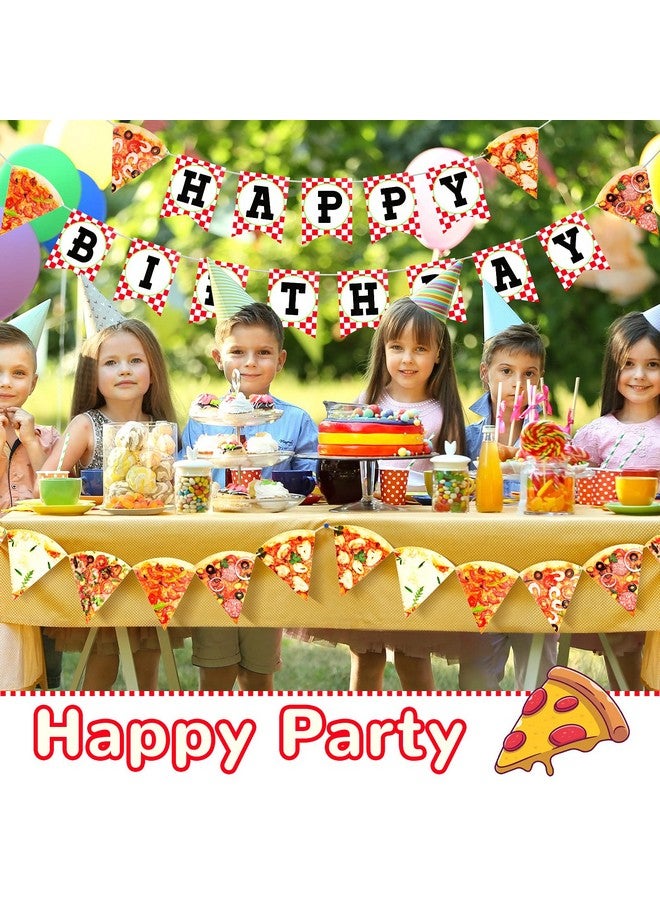 Containlol 3 Pieces Pizza Party Decorations Pizza Banner Garland Supplies Happy Birthday Pennant Banner for Birthday Party Pre Assembled Hanging Decoration - Image 4
