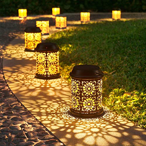 DenicMic Solar Lantern Outdoor Solar Lights Outdoor Hanging Lantern with Handle & Hook Waterproof, 25 Lumen Warm White LED Metal Decorative for Garden, Patio, Porch,Yard, Walkway,1Pack (Black) - Image 4