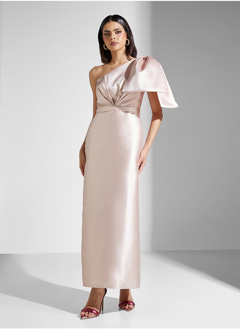 Namshi x One Shoulder Bow Detail Shift Dress  - Image 1