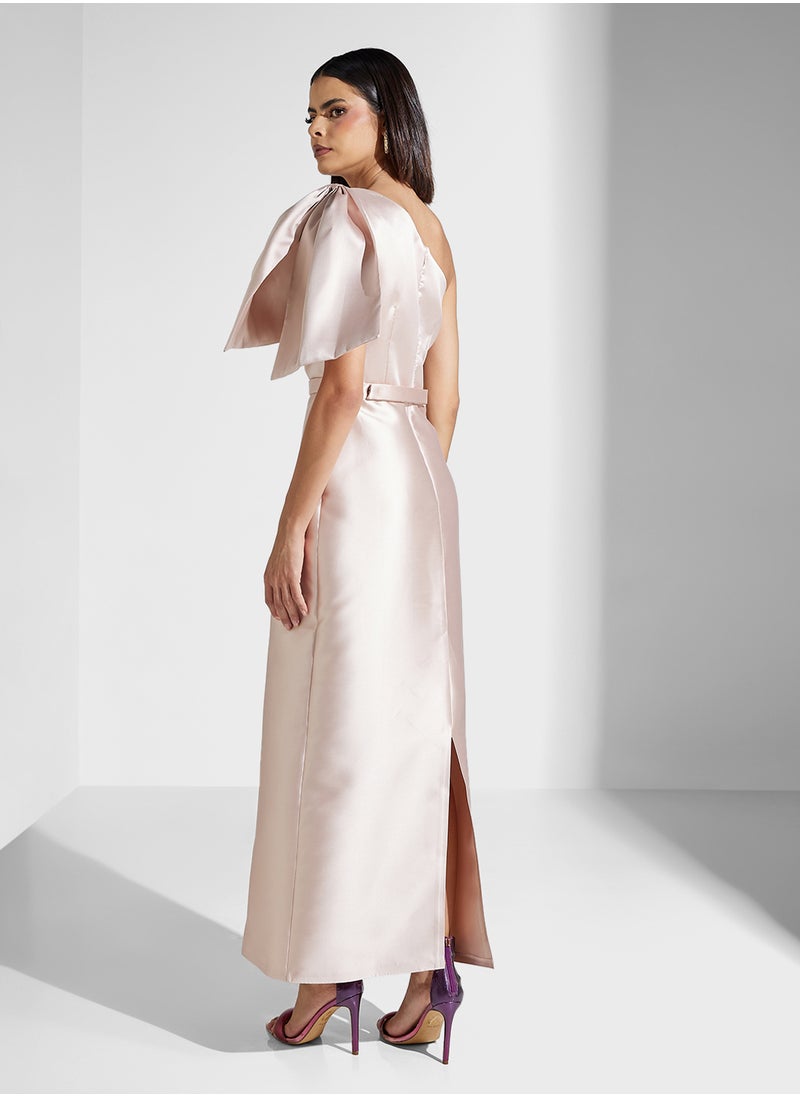 Namshi x One Shoulder Bow Detail Shift Dress  - Image 2
