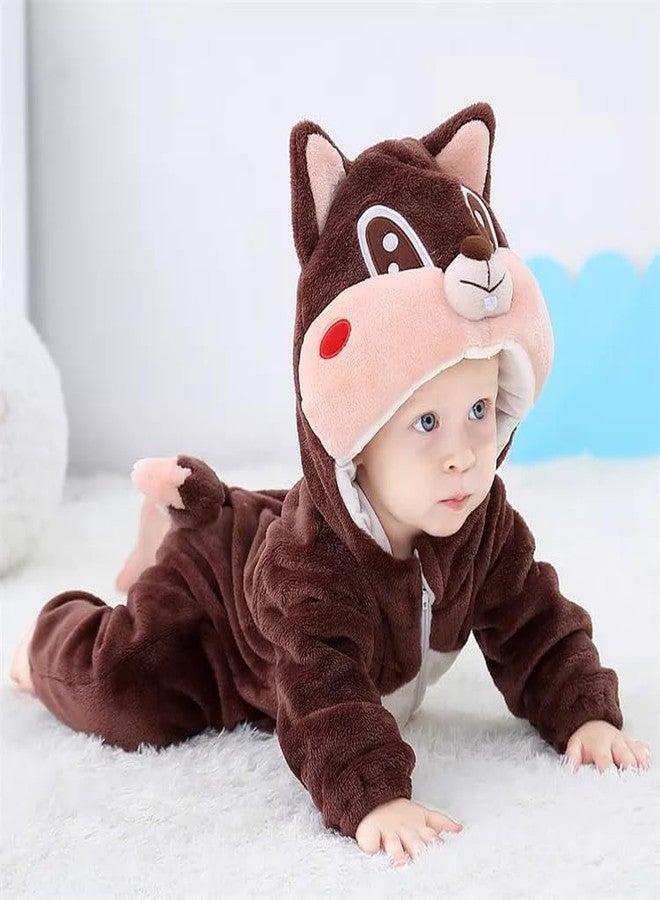 AVS Baby Rompers Jumpsuit Costume Winter Autumn Flannel Hooded Romper Cosplay Jumpsuit | 4-5 Year Kid's and Toddler's Costume Outfit Baby Boys' Girls' One-Piece (H 37") (Coffee) - Image 5