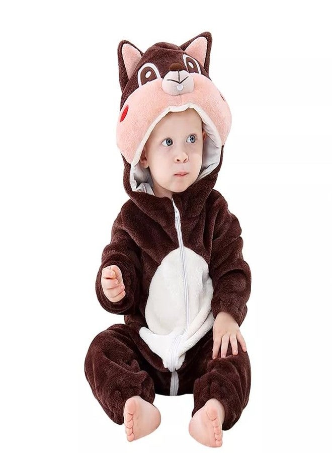 AVS Baby Rompers Jumpsuit Costume Winter Autumn Flannel Hooded Romper Cosplay Jumpsuit | 4-5 Year Kid's and Toddler's Costume Outfit Baby Boys' Girls' One-Piece (H 37") (Coffee) - Image 1