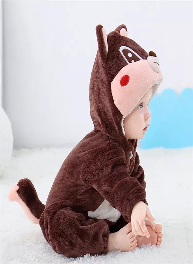 AVS Baby Rompers Jumpsuit Costume Winter Autumn Flannel Hooded Romper Cosplay Jumpsuit | 4-5 Year Kid's and Toddler's Costume Outfit Baby Boys' Girls' One-Piece (H 37") (Coffee) - Image 3