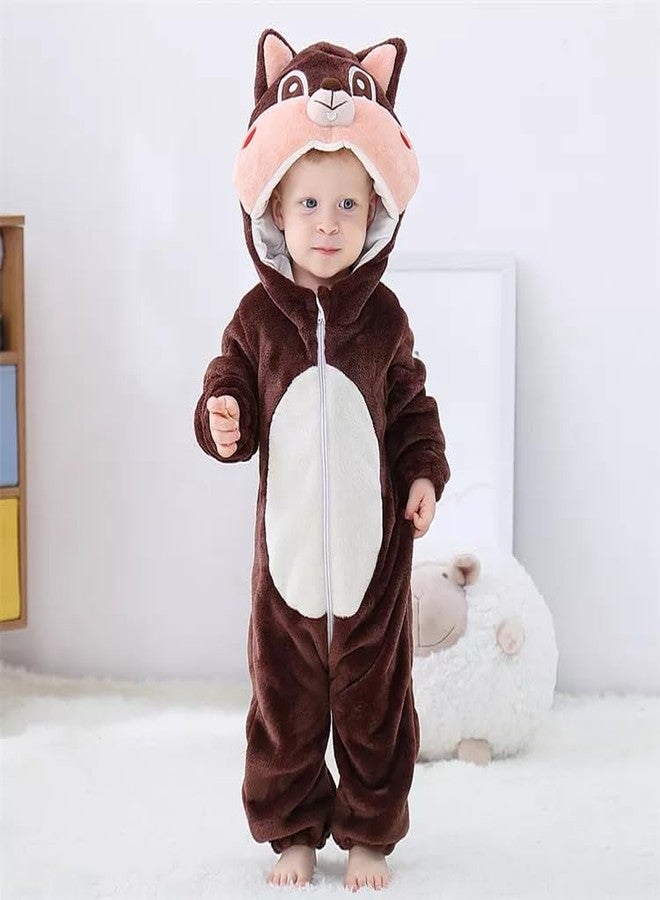 AVS Baby Rompers Jumpsuit Costume Winter Autumn Flannel Hooded Romper Cosplay Jumpsuit | 4-5 Year Kid's and Toddler's Costume Outfit Baby Boys' Girls' One-Piece (H 37") (Coffee) - Image 4