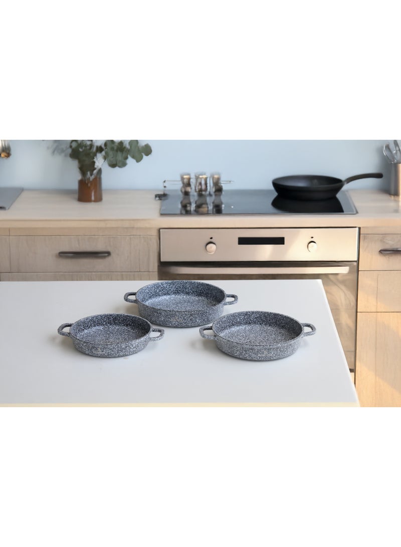 Bidstone 3-Piece Granite Shallow Pot Mini Chef Set – 16/18/20cm – Non-Stick, Oven and Induction Safe, Elegant and Table Ready PFOA-Free - Image 5
