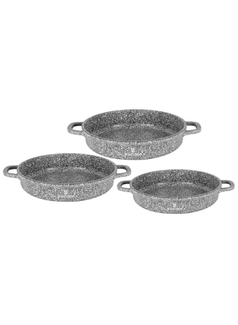 Bidstone 3-Piece Granite Shallow Pot Mini Chef Set – 16/18/20cm – Non-Stick, Oven and Induction Safe, Elegant and Table Ready PFOA-Free - Image 3