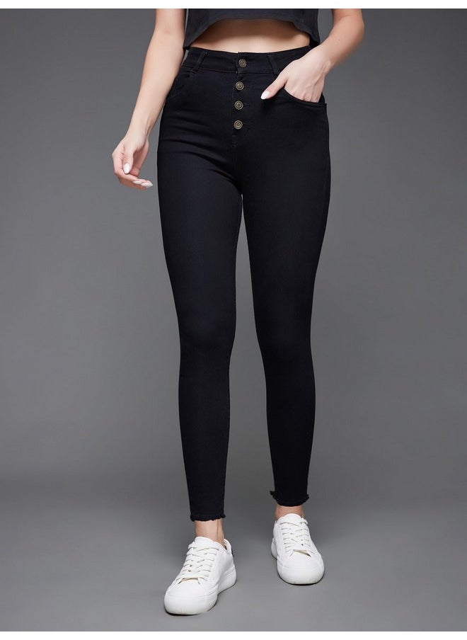 Miss Chase - Miss Chase Women's Skinny High Rise Regular/Cropped Length Stretchable Denim Jeans (MCAW18DEN02-78-361-34, Graphite Black, 34) - Image 1