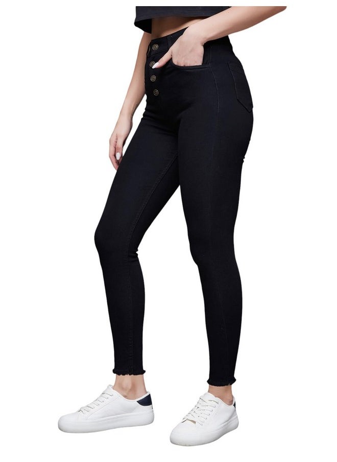 Miss Chase - Miss Chase Women's Skinny High Rise Regular/Cropped Length Stretchable Denim Jeans (MCAW18DEN02-78-361-34, Graphite Black, 34) - Image 1
