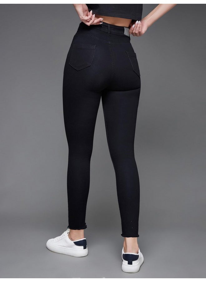 Miss Chase - Miss Chase Women's Skinny High Rise Regular/Cropped Length Stretchable Denim Jeans (MCAW18DEN02-78-361-34, Graphite Black, 34) - Image 1