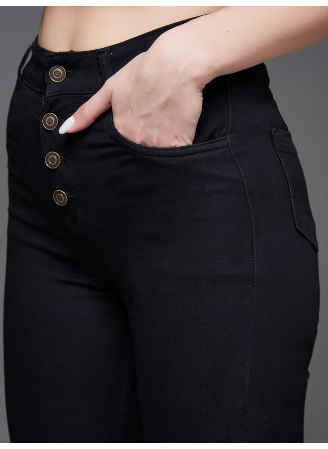 Miss Chase - Miss Chase Women's Skinny High Rise Regular/Cropped Length Stretchable Denim Jeans (MCAW18DEN02-78-361-34, Graphite Black, 34) - Image 1
