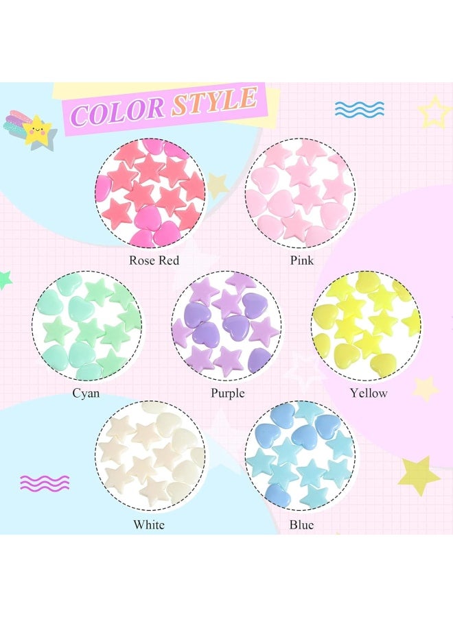 400 Pieces Acrylic Star Beads Heart Beads Pastel Beads Shaped Beads Assorted Multicolor Mix Plastic Pony Beads for DIY Jewelry Making Necklace Rainbow Bracelet (Light Color,9 mm) - Image 5