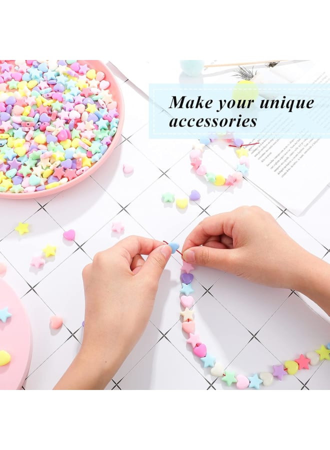 400 Pieces Acrylic Star Beads Heart Beads Pastel Beads Shaped Beads Assorted Multicolor Mix Plastic Pony Beads for DIY Jewelry Making Necklace Rainbow Bracelet (Light Color,9 mm) - Image 3