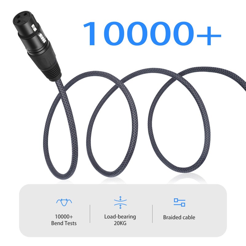 HUALEU 2 Pack 1/4 TRS Male to 3Pin XLR Female Microphone Cable,6.35mm TRS to XLR Female Braid Quarter inch Balanced Cable for Mixer Microphone Active Speakers-1Feet - Image 5