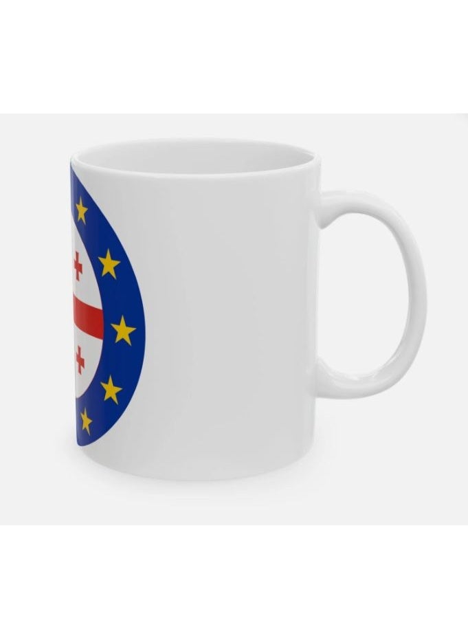 RYN White Coffee Mug with Georgia-EU Flag Design - Image 3
