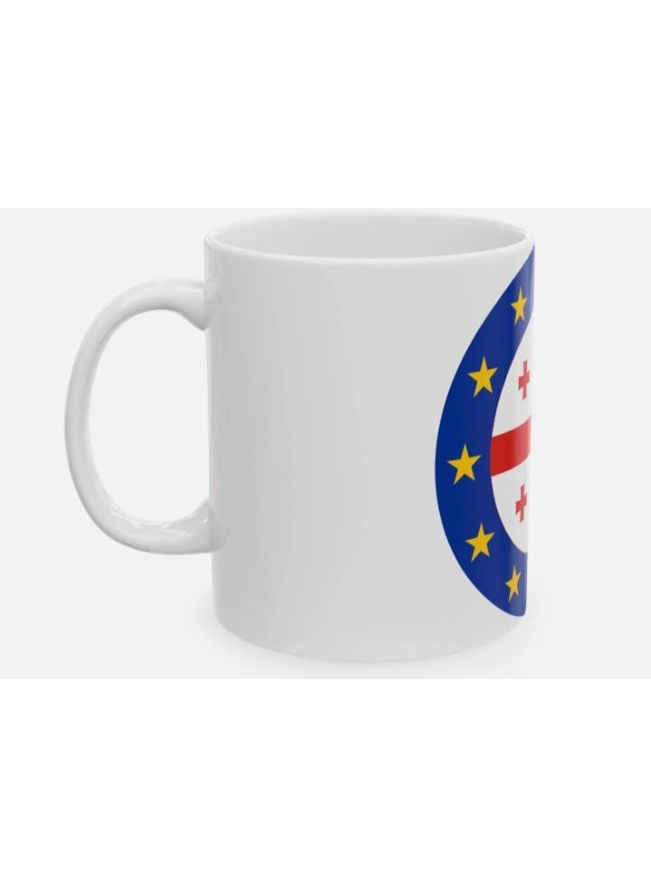RYN White Coffee Mug with Georgia-EU Flag Design - Image 2