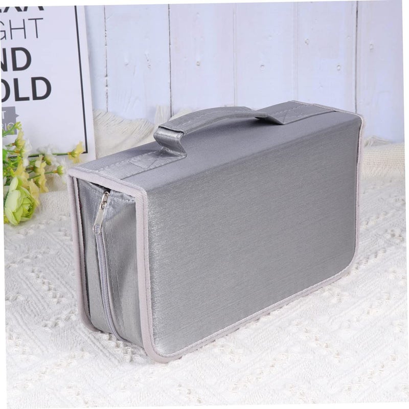 Grey Large Capacity 128 Pieces CD DVD Storage Organizer Handheld Case Pouch - Image 5