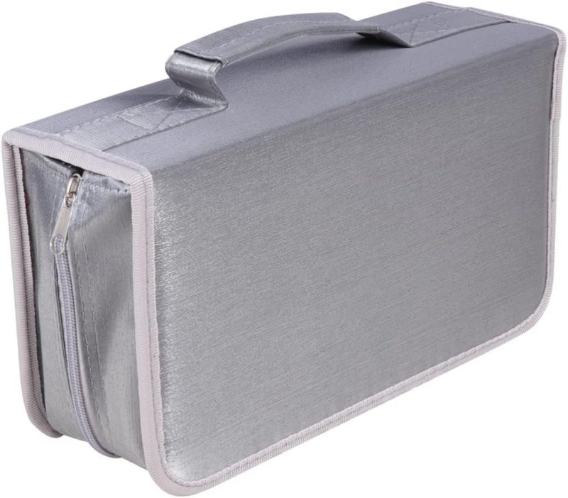 Grey Large Capacity 128 Pieces CD DVD Storage Organizer Handheld Case Pouch - Image 1