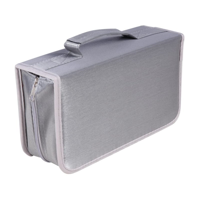Grey Large Capacity 128 Pieces CD DVD Storage Organizer Handheld Case Pouch - Image 2