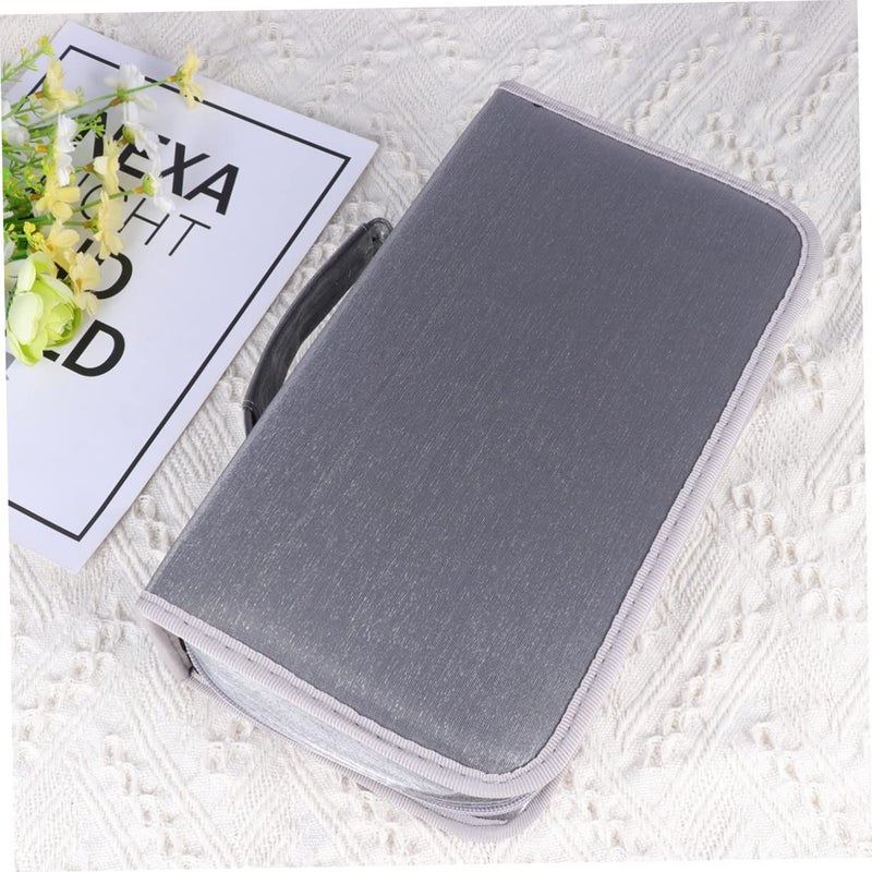 Grey Large Capacity 128 Pieces CD DVD Storage Organizer Handheld Case Pouch - Image 4