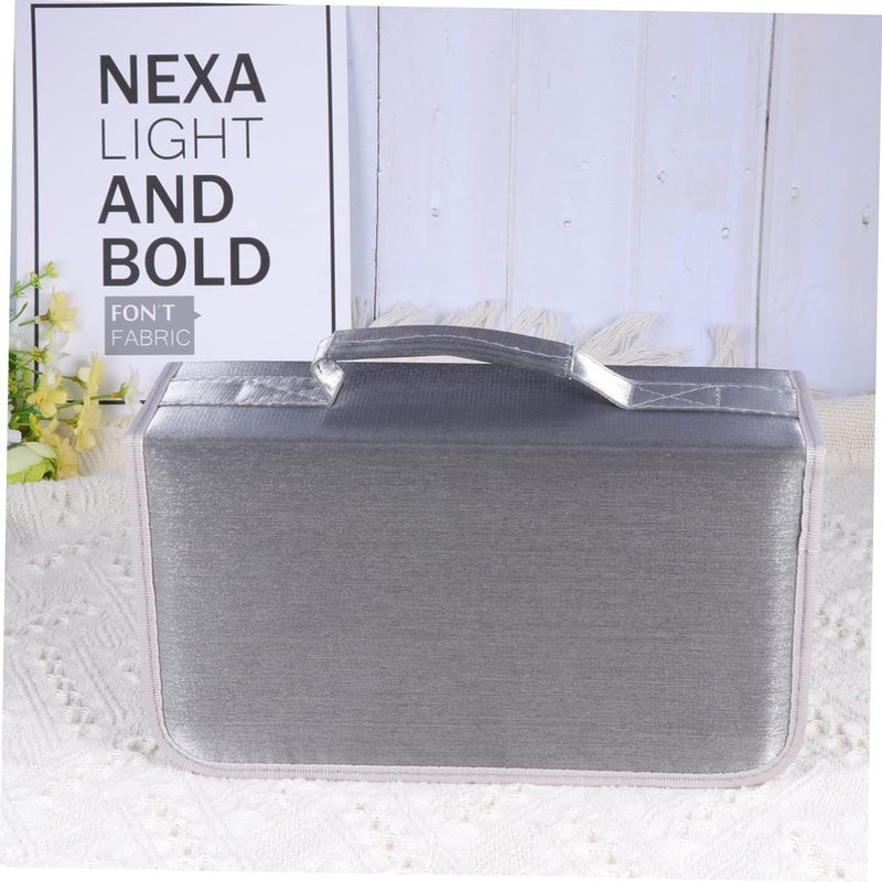 Grey Large Capacity 128 Pieces CD DVD Storage Organizer Handheld Case Pouch - Image 3