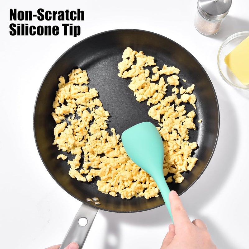 Doosu One piece build Silicone Spoon Spatula Set of 2, 600ºF Heat-Resistant Food Grade Rubber Spoonula with Seamless Design, Non-Stick Dishwasher Safe Kitchen Utensils for Cooking, Baking, Mixing, Scraping (Aqua Sky) Multi-market varied design options - Image 4