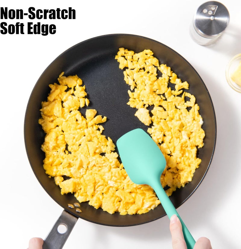 Doosu One piece build Silicone Spoon Spatula Set of 2, 600ºF Heat-Resistant Food Grade Rubber Spoonula with Seamless Design, Non-Stick Dishwasher Safe Kitchen Utensils for Cooking, Baking, Mixing, Scraping (Aqua Sky) Multi-market varied design options - Image 5