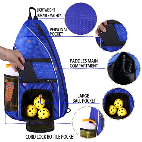 LLYWCM Reversible Crossbody Sling Backpack - Pickleball Paddle, Tennis, Travel Bag for Women & Men (Blue) - Image 2