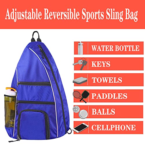 LLYWCM Reversible Crossbody Sling Backpack - Pickleball Paddle, Tennis, Travel Bag for Women & Men (Blue) - Image 4
