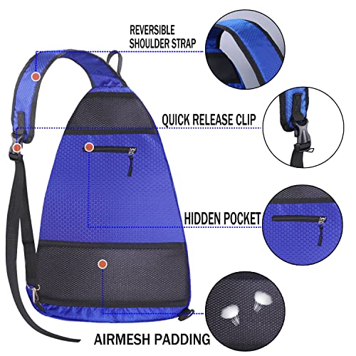 LLYWCM Reversible Crossbody Sling Backpack - Pickleball Paddle, Tennis, Travel Bag for Women & Men (Blue) - Image 3