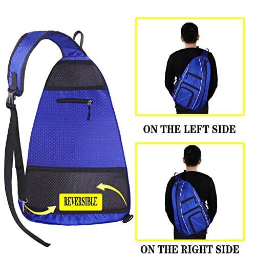 LLYWCM Reversible Crossbody Sling Backpack - Pickleball Paddle, Tennis, Travel Bag for Women & Men (Blue) - Image 5