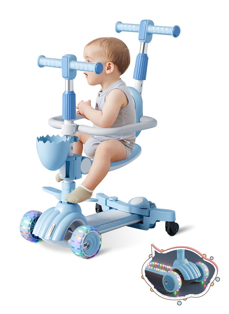MaBaby Kids Scooter 6 in 1 with Music and LED Wheels, Kick Scooter for 1-3-6 Years with Seat Adjustment Convenient Folding Children's Scooter  - Image 1