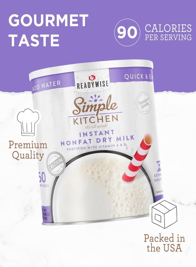 ReadyWise Simple Kitchen Instant Nonfat Dry Milk Powder - 50 Servings #10 Can, Non Fat Powdered Milk Bulk, Dried & Vitamin D Fortified, Daily Use & Emergency Food Long Term Storage, up to 25 Year Shelf Life - Image 5