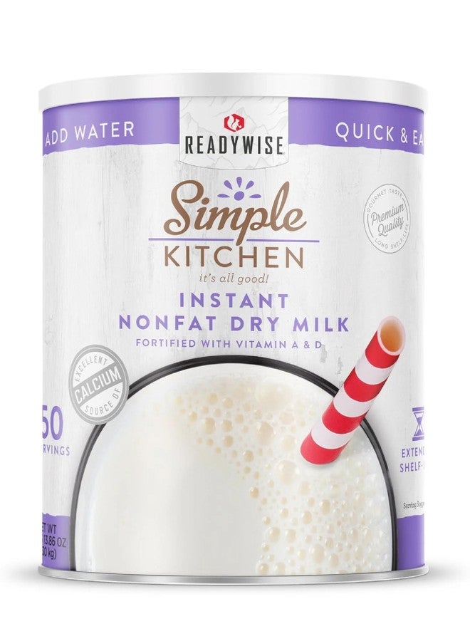 ReadyWise Simple Kitchen Instant Nonfat Dry Milk Powder - 50 Servings #10 Can, Non Fat Powdered Milk Bulk, Dried & Vitamin D Fortified, Daily Use & Emergency Food Long Term Storage, up to 25 Year Shelf Life - Image 1