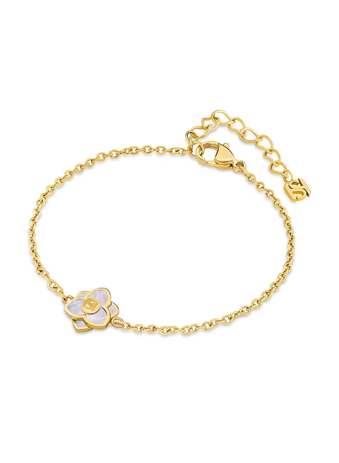 سانت هونور Burj MOP Flowers Motif Gold Plated Bracelet Designer Luxury Accessory