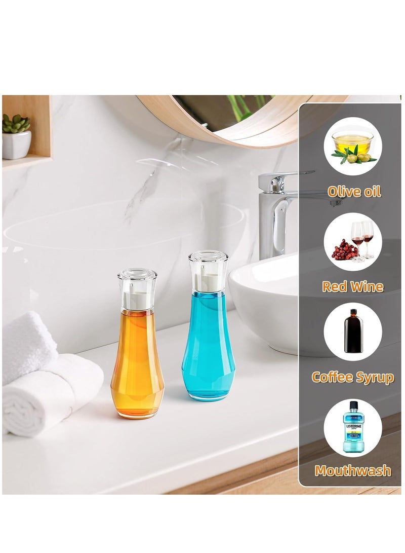 جنرال Glass Mouthwash Dispenser for Bathroom, 8.8OZ Mouth Wash Container Bottle with Lid Cup,Refillable Glass Mouth Wash Decanter,  Small Clear Decanter for Countertop,2 Pack  - Image 2