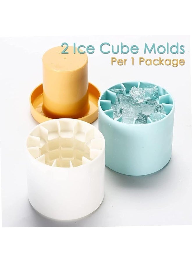 Silicone Small Ice Cube Trays with Lid, Cylinder Ice Cubes Mold for 60 Ice Cubes Make, Food Grade Squeeze Easy-Release Mini Ice Maker Cup - 2 Packs - Image 2
