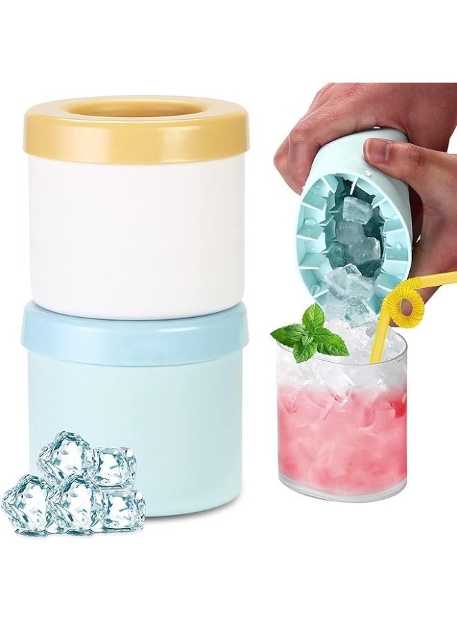 Silicone Small Ice Cube Trays with Lid, Cylinder Ice Cubes Mold for 60 Ice Cubes Make, Food Grade Squeeze Easy-Release Mini Ice Maker Cup - 2 Packs - Image 1