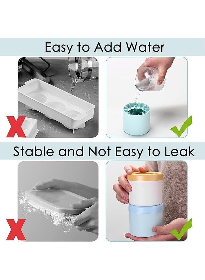 Silicone Small Ice Cube Trays with Lid, Cylinder Ice Cubes Mold for 60 Ice Cubes Make, Food Grade Squeeze Easy-Release Mini Ice Maker Cup - 2 Packs - Image 5