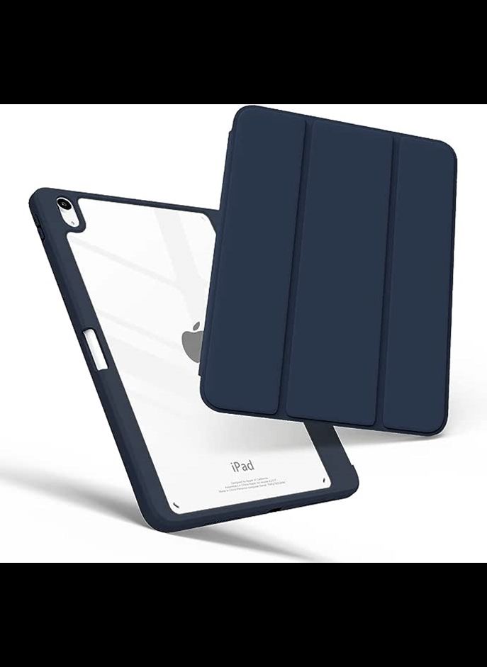 iPad case 10th Generation 2022 with Pencil Holder, Clear ipad 10th Generation case Slim Smart Trifold Cover with Clear Back Shell for iPad10 Case,Auto Sleep/Wake,Deep Navy