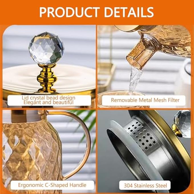 Tazweeq Glass Teapot Stovetop Borosilicate Clear Tea Kettle With Bamboo Lid Teapot With Removable Stainless Steel Infuser Tea Maker For Camping And Travel 34 Oz1000Ml - Image 4